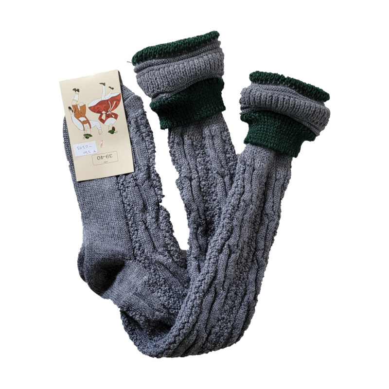 Trachtenkniebundstrumpf in Handstrickoptik mit Umschlag