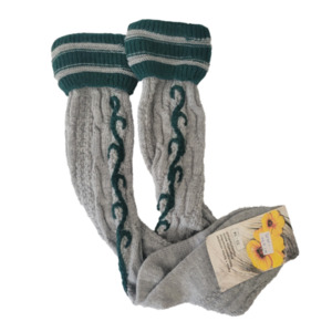 Seidemann Kinder Trachtenkniebundstrumpf in Handstrickmuster und bestickter Ranke mit Umschlag 
